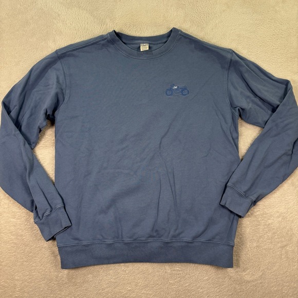 Mugsy Mens Large Blue Embroidered Motorcycle Crewneck Sweatshirt Pullover Casual - Picture 1 of 8